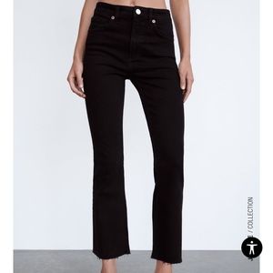 Zara Black Cropped Flare Jeans